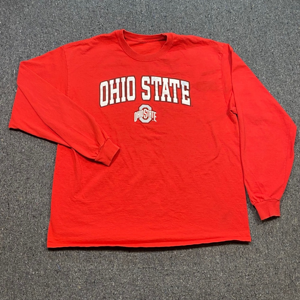 Ohio State Buckeyes Long Sleeve TShirt Sz XL‎ Mens Red NCAA Collegiate Fan Gear